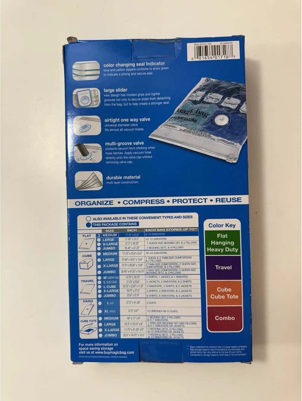 MagicBag ~ 3 Medium Flats ~ Waterproof Space Saving Reusable Storage Bags ~NEW~